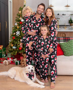 Matching Family Christmas Pajamas Snowman Print Black