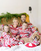 Matching Family Christmas Pajamas Fair Isle Print Red & White