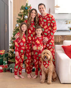 Family Matching Christmas Pajamas Bamboo Gingerbread & Xmas TreeRed