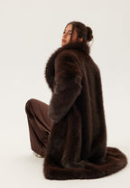 Women’s Long Faux Fur Coat with Side Pockets