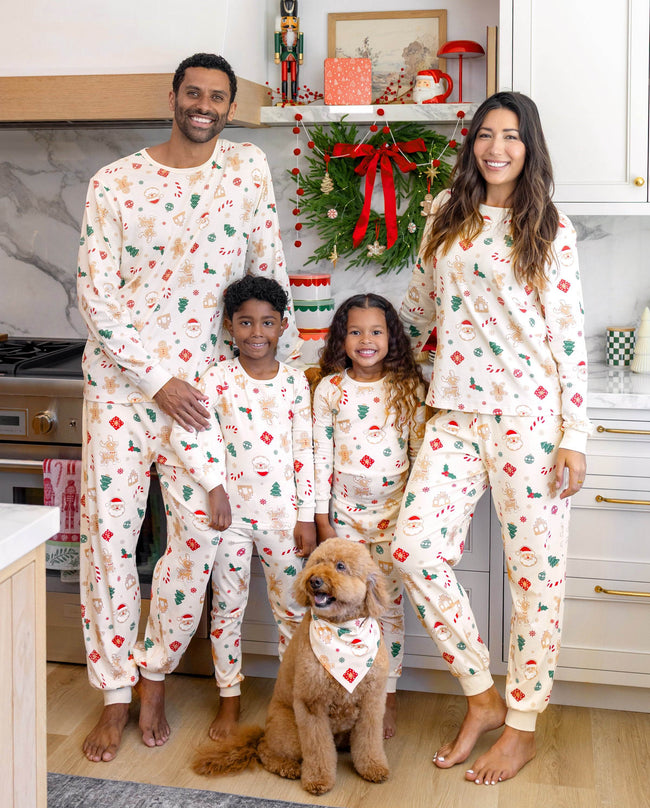 Matching Family Christmas Pajamas Gingerbread & Christmas Tree Print Cotton Hover Image