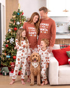 Matching Family Christmas Pajamas Gingerbread Print Red