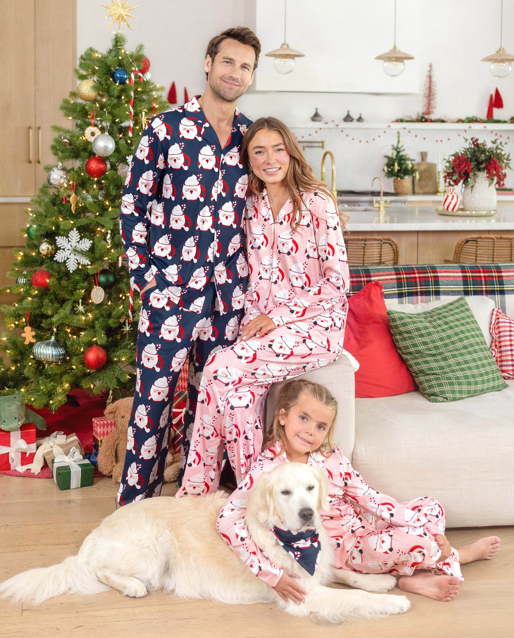 Matching Family Christmas Pajamas Mug & Santa Print Multicolor