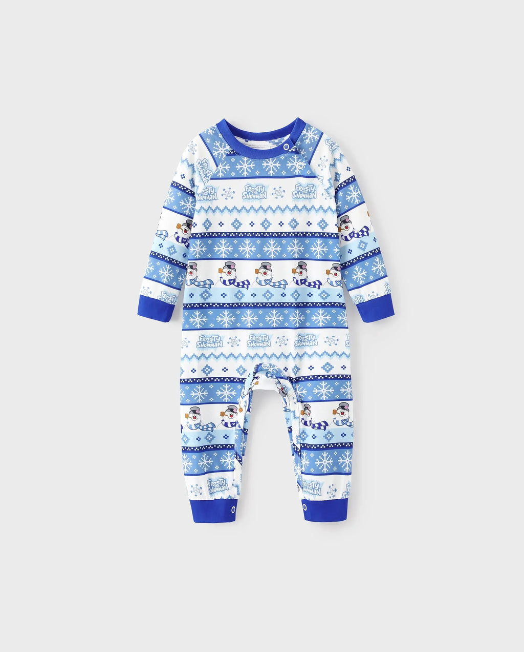Frosty the Snowman Christmas Family Matching Pajamas Set with Christmas Socks Blue
