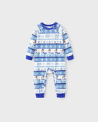 Frosty the Snowman Christmas Family Matching Pajamas Set with Christmas Socks Blue