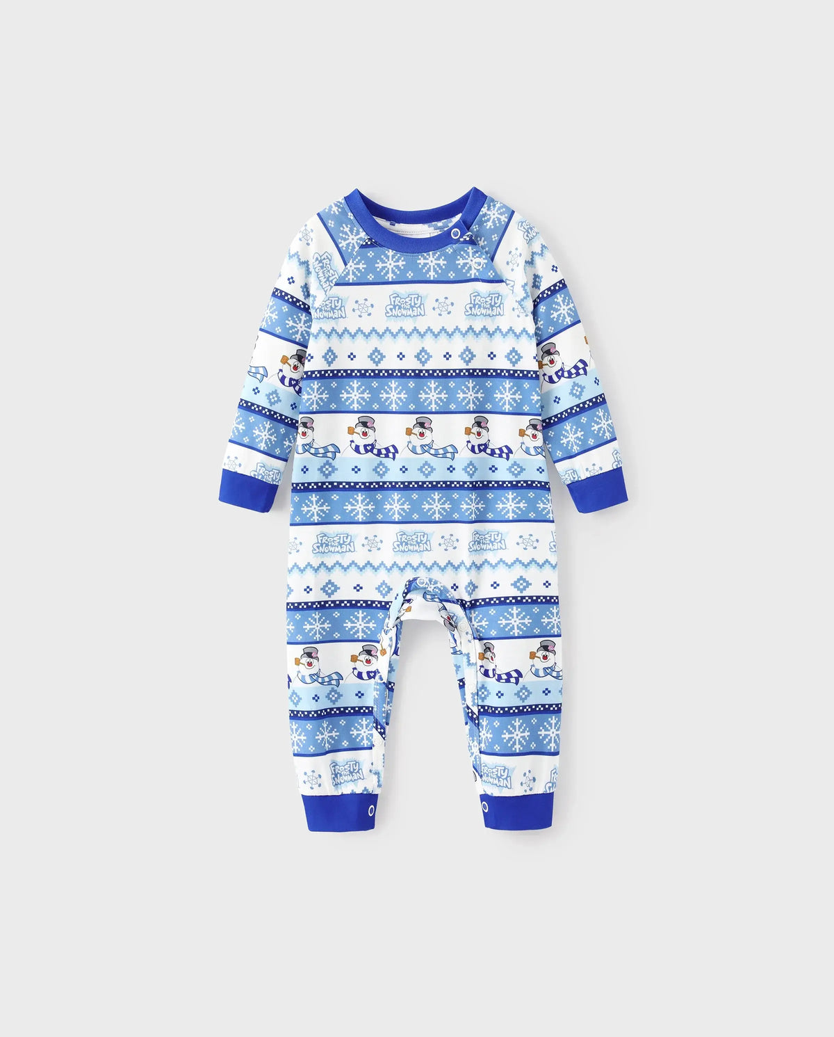 Frosty the Snowman Christmas Family Matching Pajamas Set with Christmas Socks Blue