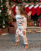 Christmas Family Matching Letter and Gingerbread Man Print Long-sleeve Pajamas Sets with Christmas Socks Khaki