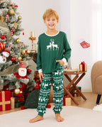 Christmas Family Matching Glow in the Dark Reindeer Tops Allover Pattern Pants Pajamas Sets with Christmas Socks