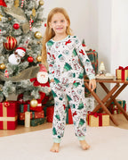 Christmas Family Matching Long Sleeves Very Merry Green Tops Allover Pattern Pants Pajamas Sets with Christmas Socks