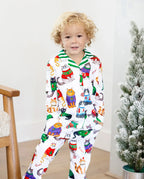 Christmas Matching Family Pajamas Set Christmas Cat Print PJS with Christmas Socks Multi-color