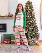 Matching Family Christmas Pajamas Gingerbread Print Green