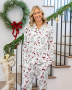 Matching Family Christmas Pajamas Gnome & Christmas Tree Print White