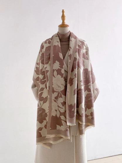 Boho Floral Tassel Shawl | Soft Oversized Fall & Winter Wrap