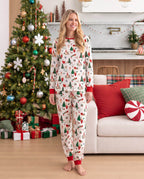 Family Matching Christmas Pajamas Collared Bamboo Xmas Tree Print