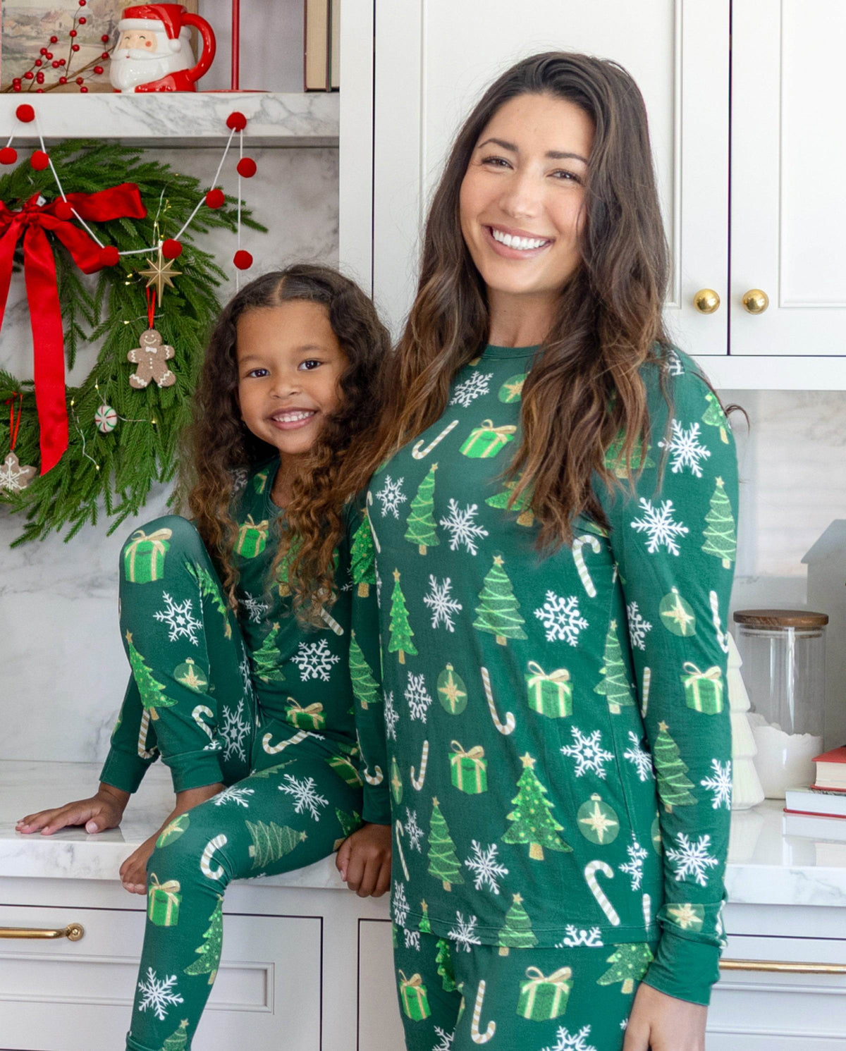 Family Matching Christmas Pajamas Christmas Tree Print Bamboo Green