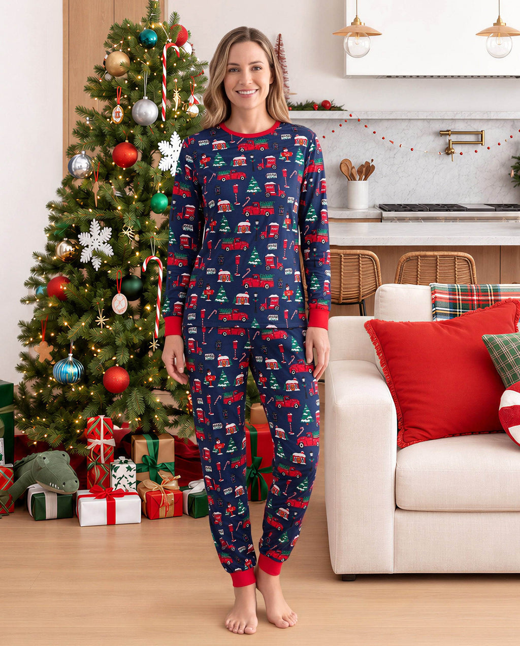 Matching Family Christmas Pajamas Christmas Village Print Bamboo
