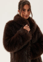 Women’s Long Faux Fur Coat with Side Pockets