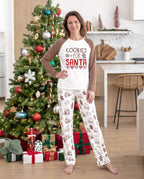 Family Matching Christmas Pajamas Gingerbread Print Brown