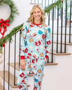 Family Matching Christmas Pajamas Mug & Gingerbread Print Blue