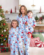 Matching Family Christmas Pajamas Penguin Print Blue