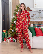 Family Matching Christmas Pajamas Bamboo Gingerbread & Xmas TreeRed