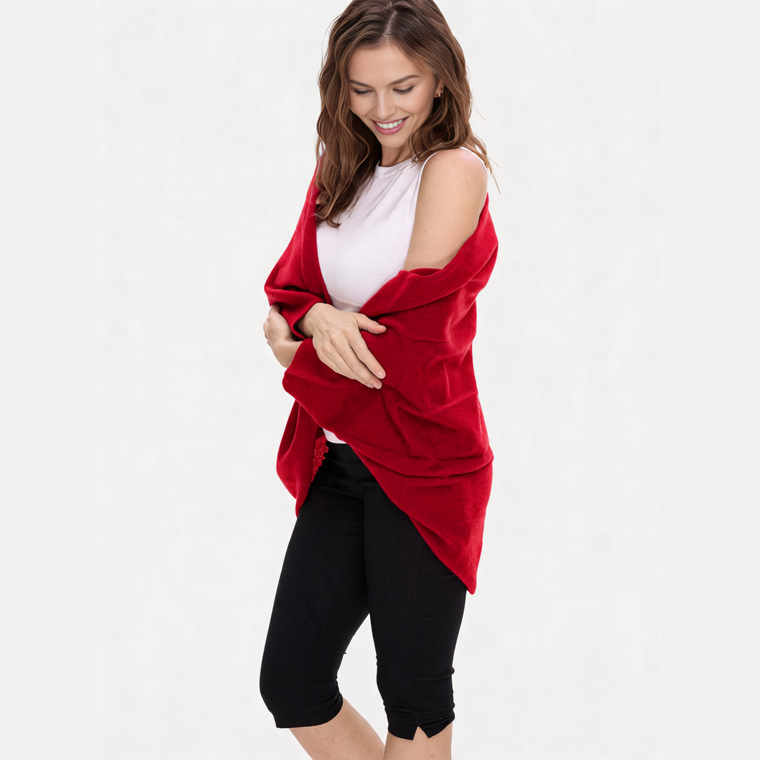100% Merino Wool Convertible Wrap | 3-Way Cardigan, Shawl & Scarf