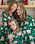 Family Matching Christmas Pajamas Gingerbread House Print Green