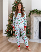 Family Matching Christmas Pajamas Santa & Christmas Tree Print Green