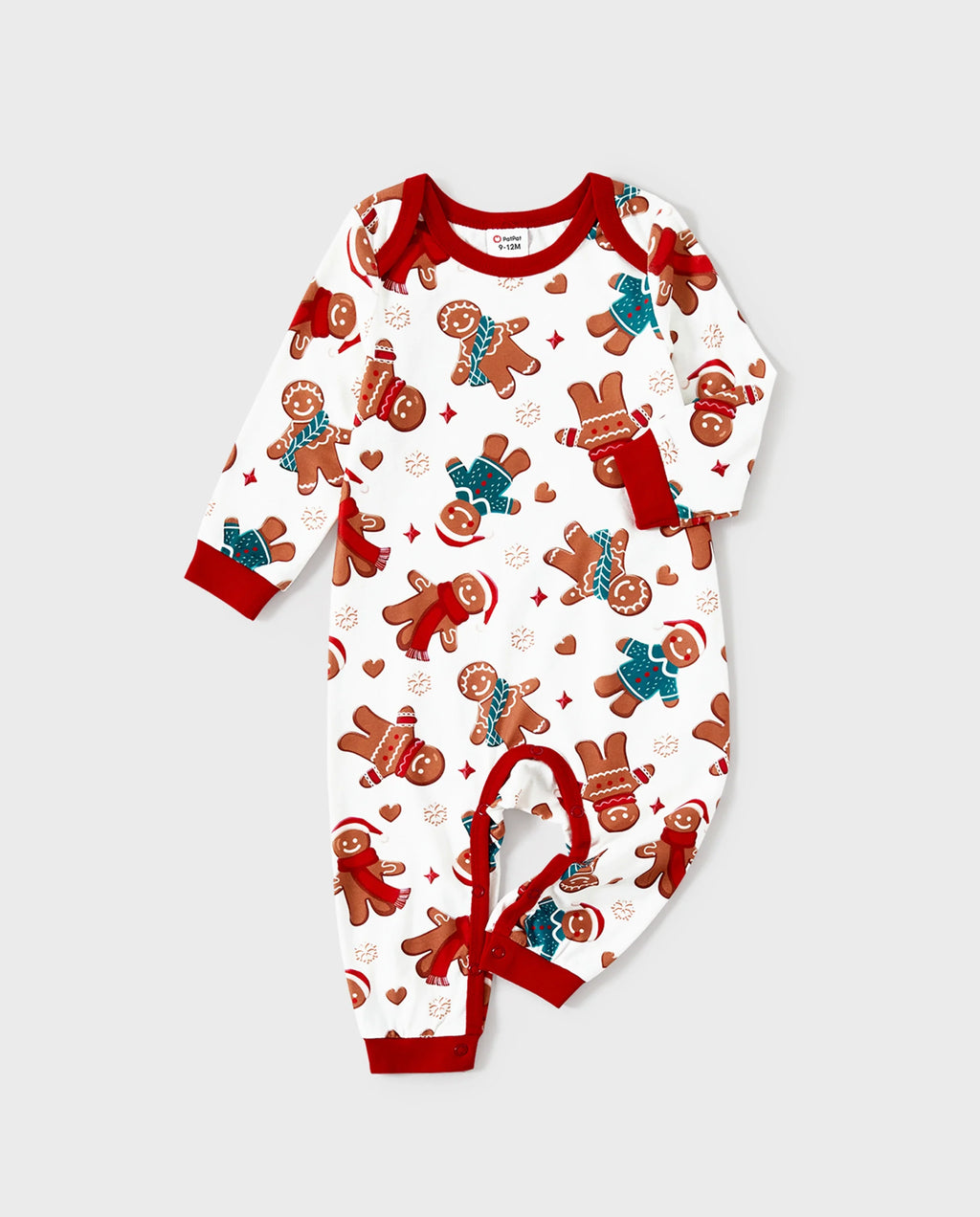 Christmas Family Matching Cartoon Gingerbread Man Allover Print Pajamas Sets with Christmas Socks White