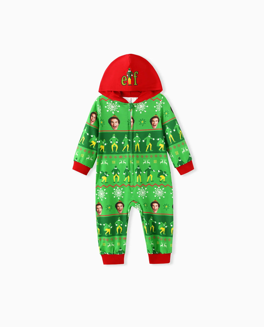 ELF Christmas Family Matching Fair Isle Pattern Hooded Pajamas Green