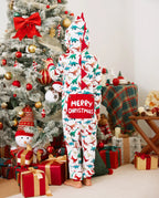 Christmas Family Matching Pajamas with 3D Design Onesie PJS with Christmas Socks Multi-color