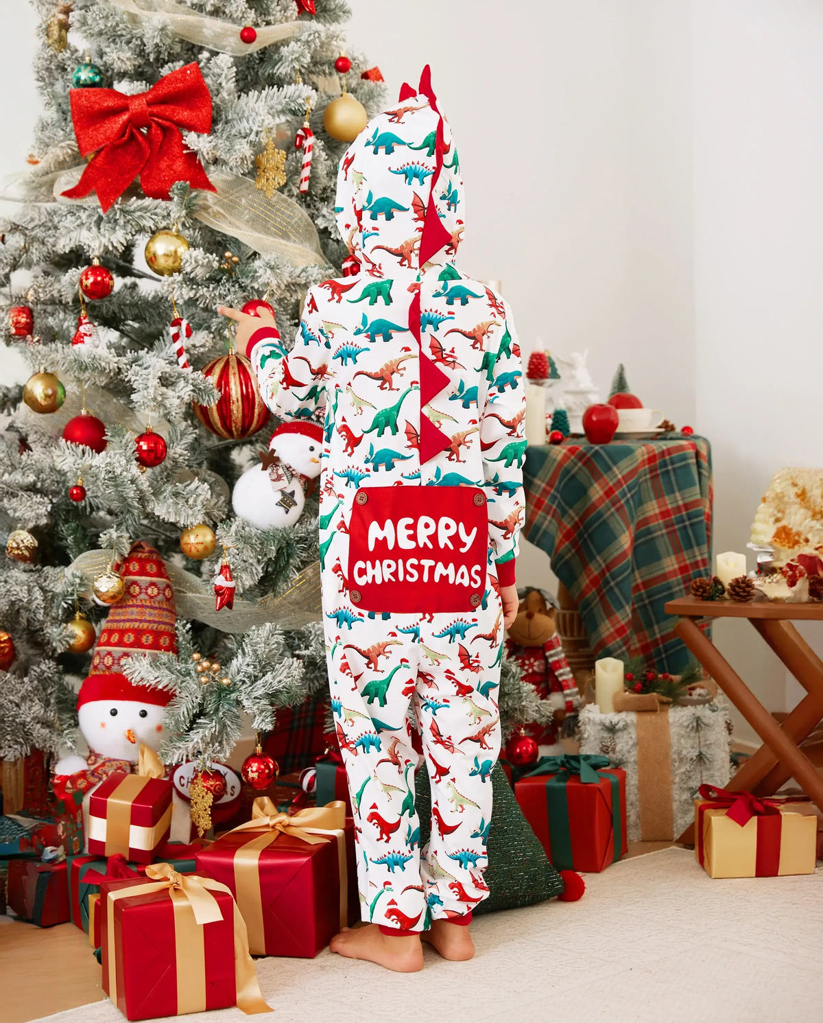 Christmas Family Matching Pajamas with 3D Design Onesie PJS with Christmas Socks Multi-color