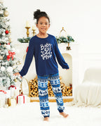 Family Matching Christmas Pajamas Baby It's Cold Outside Print Blue