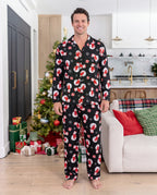 Christmas Matching Family Pajamas Snowman Print Black