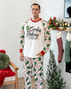 Christmas Matching Family Pajamas Set Christmas Tree Print Red and Apricot PJS with Christmas Socks Apricot