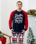 Christmas Matching Family Pajamas Set Glow In The Dark Santa Claus Print PJS with Christmas Socks Deep Blue