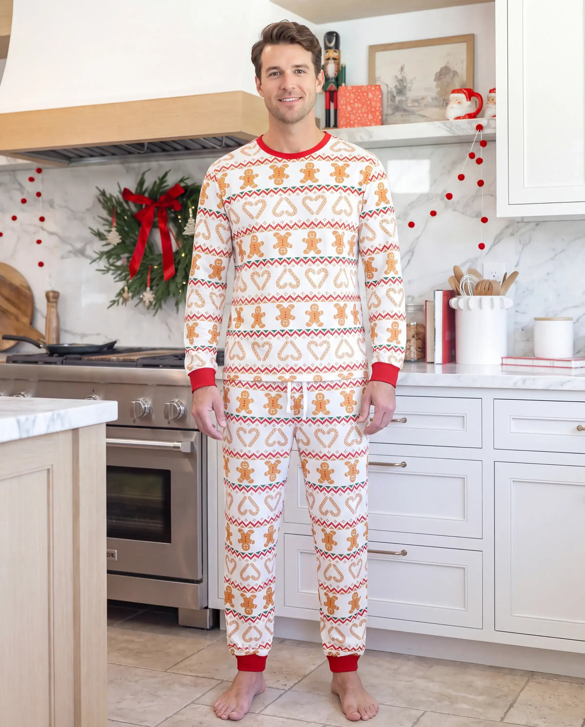Christmas Matching Family Pajamas Fair Isle & Gingerbread Print
