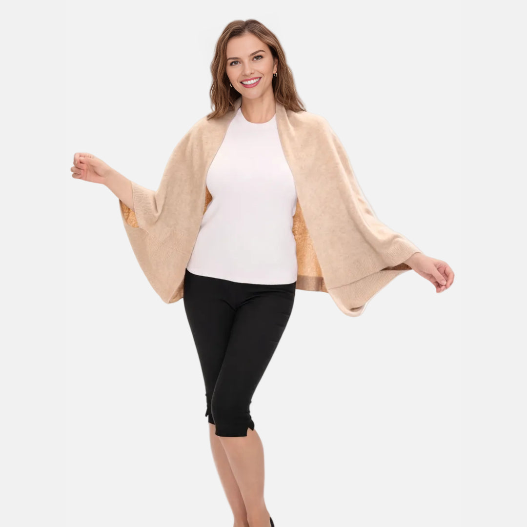100% Merino Wool Convertible Wrap | 3-Way Cardigan, Shawl & Scarf