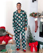 Matching Family Christmas Pajamas Snow Globe Print Dark Green Plus Size