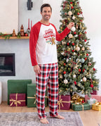 Matching Family Christmas Pajamas Gingerbread & Plaid Print Red