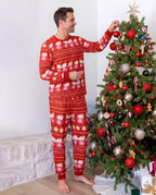 Family Matching Christmas Pajamas Fair Isle & Mug Print Red