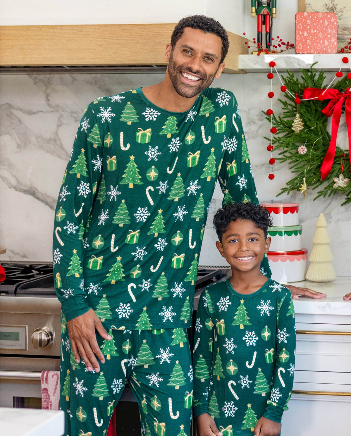 Family Matching Christmas Pajamas Christmas Tree Print Bamboo Green