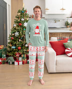 Matching Family Christmas Pajamas Gnome Print Glow in the Dark Light Green
