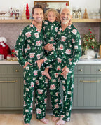 Family Matching Christmas Pajamas Gingerbread House Print Green