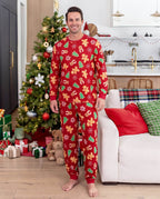 Family Matching Christmas Pajamas Bamboo Gingerbread & Xmas TreeRed