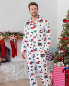 Matching Family Christmas Pajamas Christmas Village Print Satin Multicolor
