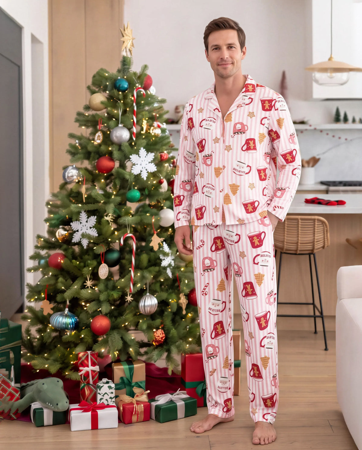Family Matching Christmas Pajamas Mug Print Pink
