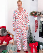 Matching Family Christmas Pajamas Reindeer & Christmas Tree Print Red