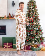 Matching Family Christmas Pajamas Gingerbread Print Coral Fleece Christmas Onesie