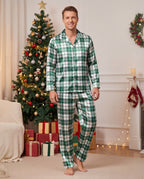Family Matching Christmas Pajamas Bow & Plaid Print Satin Multicolor